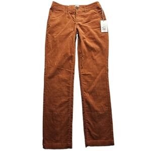 A New Day Corduroy Pants Womens 2 Orange Mid Rise Slim Stretch Fine Wale 28x30